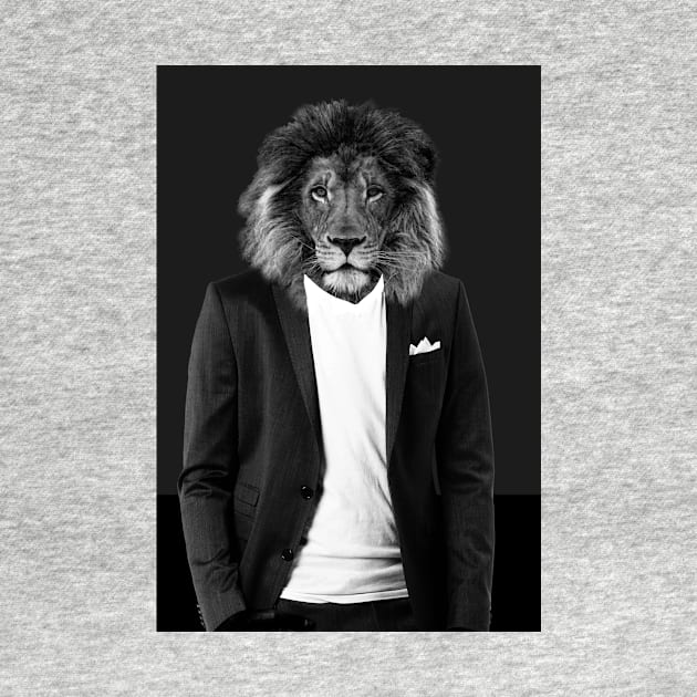 Lion in suit hipster - art print variant by Quentin1984